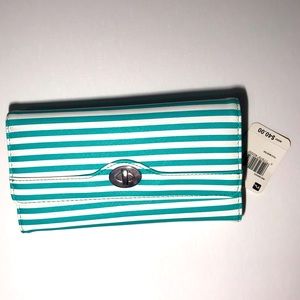 Mundi NWT Teal White Stripped Wallet